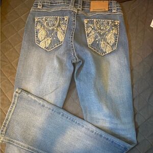 Embroidered Blue Boot Cut Jeans